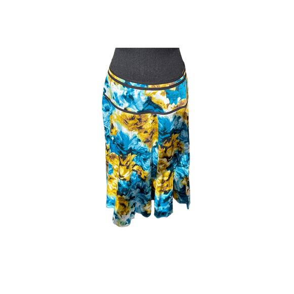 Jones Wear A-Line Abstract Floral Midi Skirt Size 6 Blue and Yellow - Picture 2 of 5